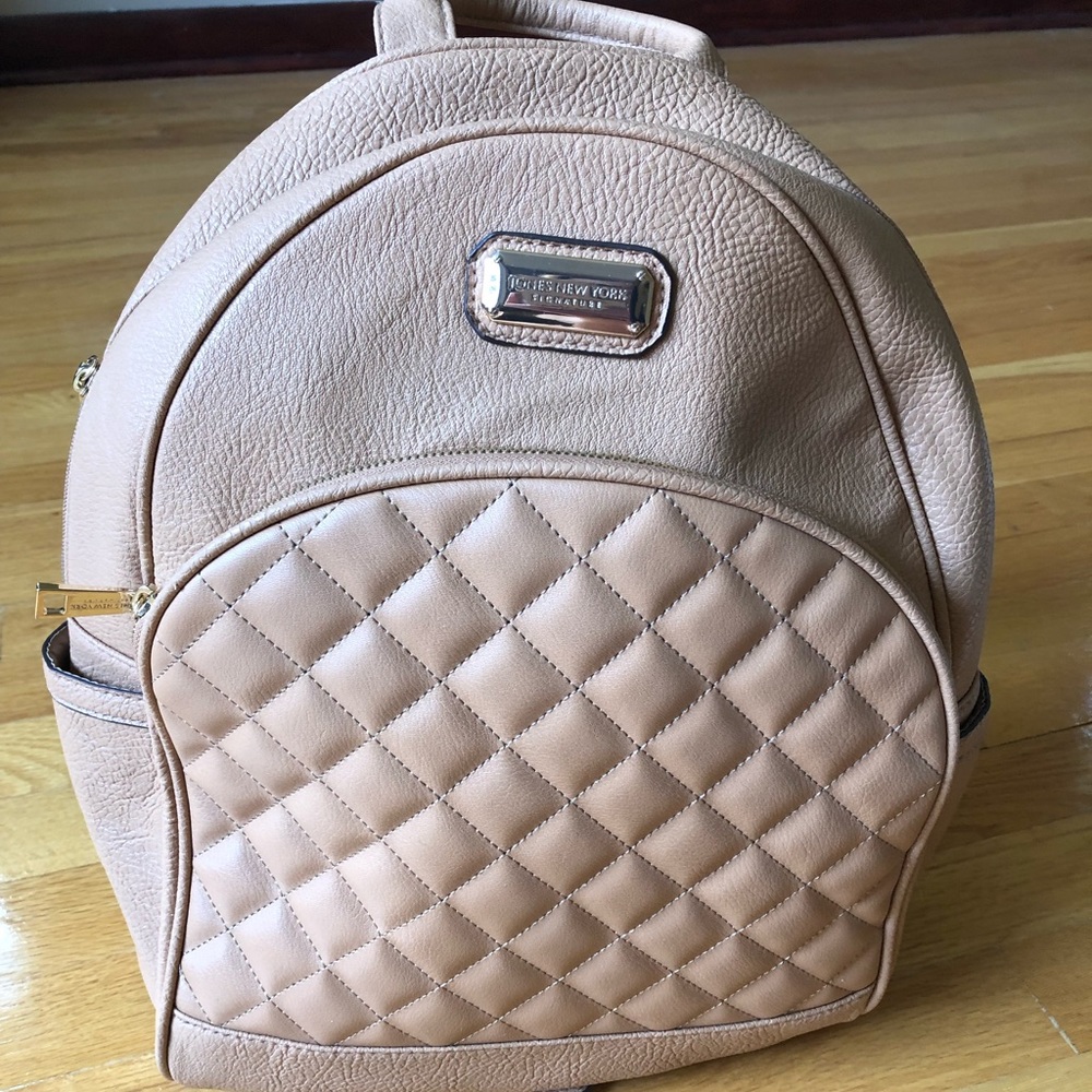 Jones New York camel tufted backpack